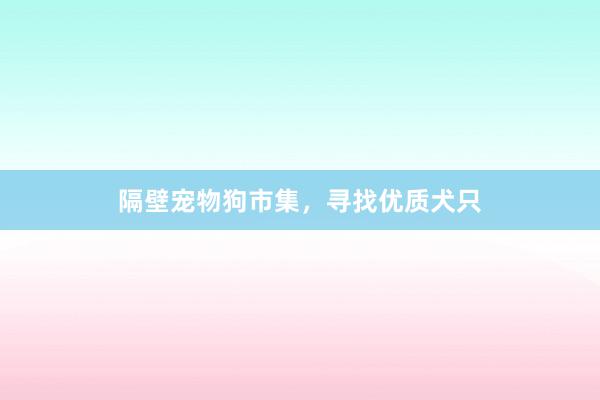隔壁宠物狗市集，寻找优质犬只